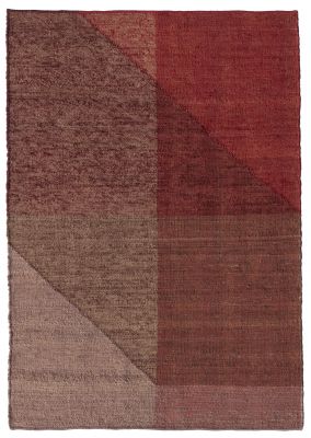 Capas Teppich von Nanimarquina: Quadratischer Wollteppich in Rot- und Brauntönen mit geometrischem Muster.